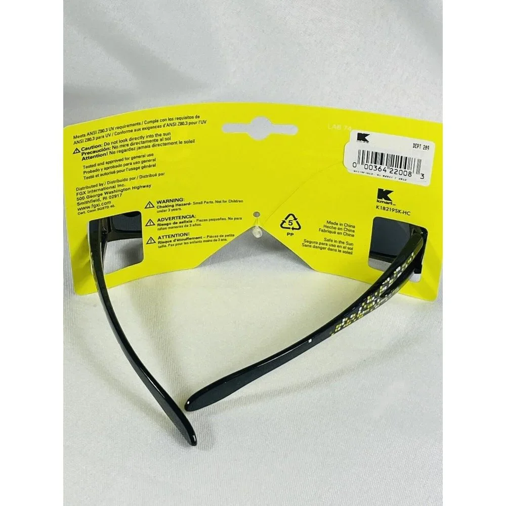 NEW KIDS SUNGLASSES SK2 Black Gold Yellow Geometric Pattern BOY GIRL UNISEX